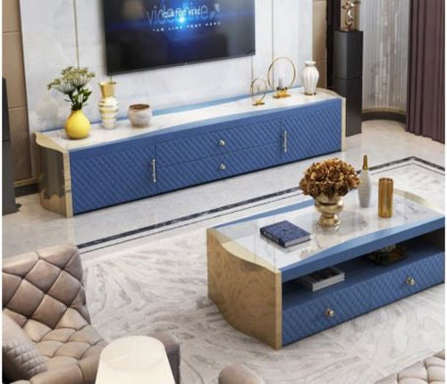 Aspiring Home Comfort Multifunctional Marble Top Coffee Table and TV Stand - Lixra