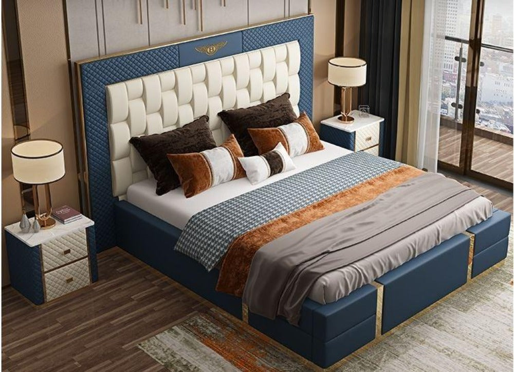Modern Rectangular Leather Panel Bed - Lixra.com