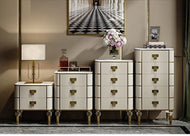 Exclusive Light Marble Top Drawer Chest / Lixra