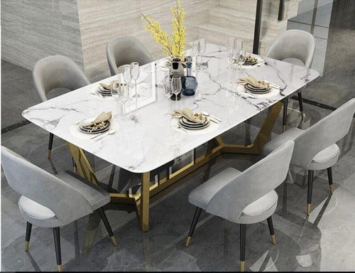 Nordic Style Light Luxurious Marble Top Dining Table Set - Lixra