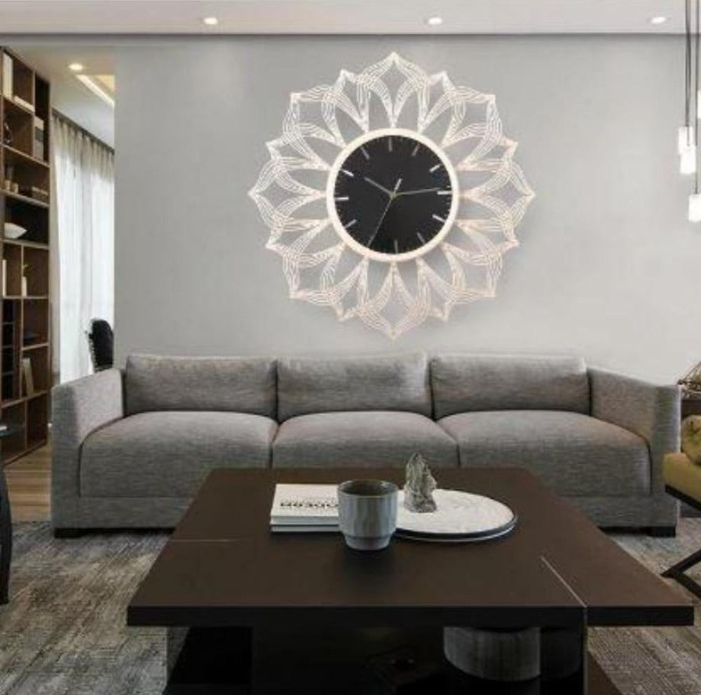 Circular Flower Shaped Creative Metal Wall Clock - Lixra