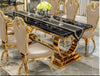 Gold Finish Ostentatious Marble-Top Dining Table Set / Lixra