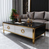 Glossy Wooden Finish Tempered Glass Top Coffee Table - Lixra