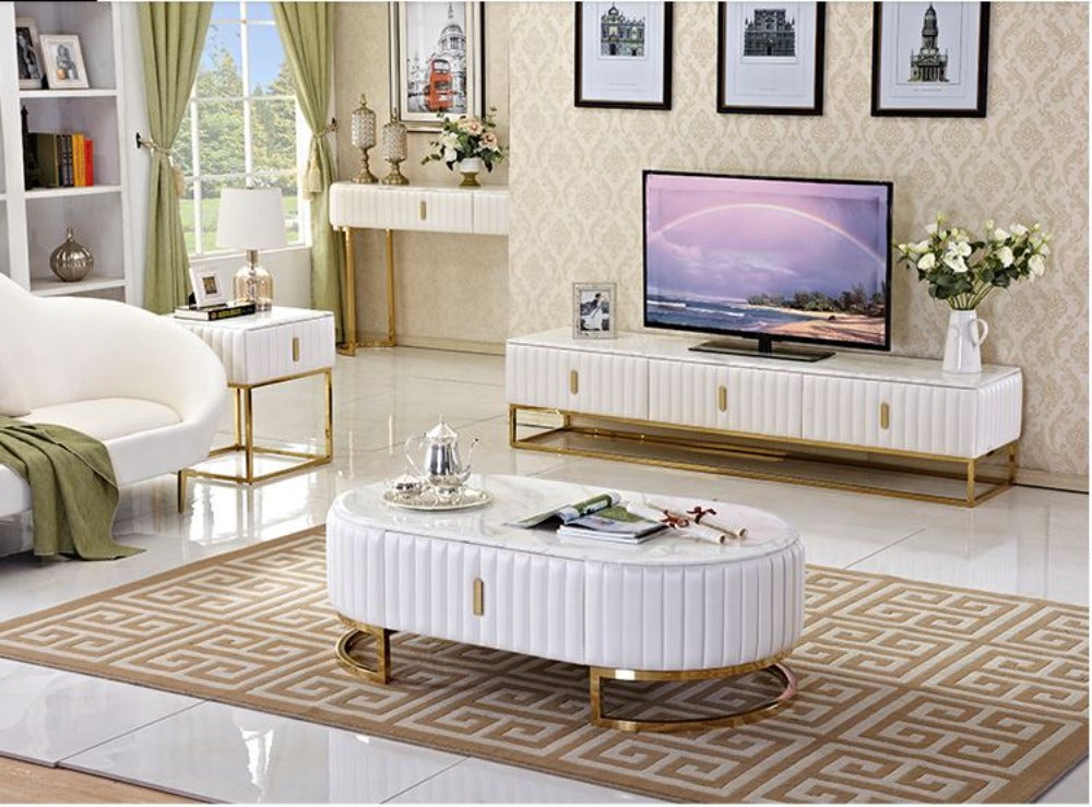 Light Luxury Space Efficient Marble Top Coffee Table TV Stand and Side Table - Lixra
