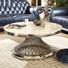 Italian Style Fine Finish Metallic Base Marble Top Coffee Table - Lixra