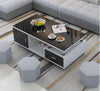 Glossy Finish Modern Look Rustic Metal Base Glass Top Coffee Table and TV Stand - Lixra