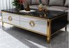 Glossy Wooden Finish Tempered Glass Top Coffee Table - Lixra