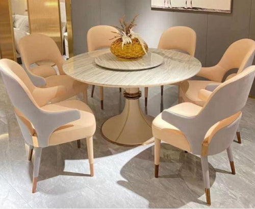 Creative Italian Style Luxurious Marble Top Dining Table Set - Lixra