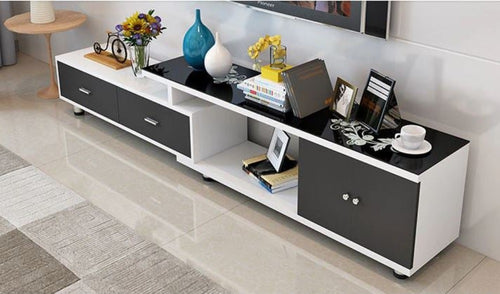 Glossy Finish Creative Look Glass Top TV Stand - Lixra