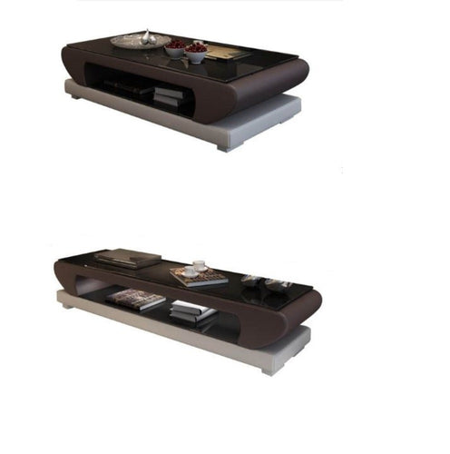 Contemporary Ultramodern Rustic Built Glass Top Coffee Table and TV Stand - Lixra