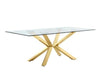 Western Fusion Look Modern Designed Golden Base Glass Top Dining Table - Lixra