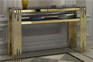 Elegant Golden Accent Table with Storage / Lixra