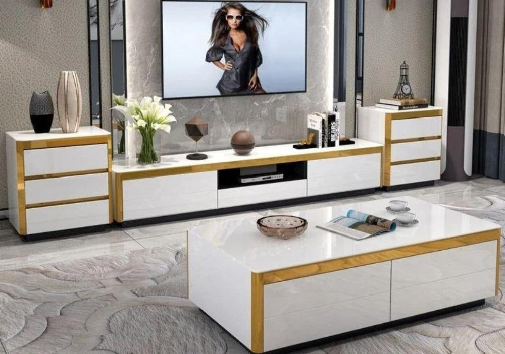 Dream Style Modern Light Luxury Wooden Coffee Table and TV Stand - Lixra