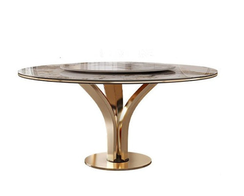 European Style Fine Finish Marble Top Round Shaped Dining Table - Lixra