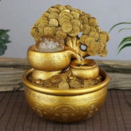 Golden Finish Crystal Water Fountain / Lixra