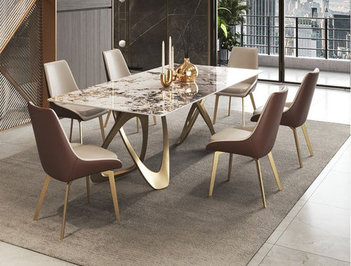 Incredible Ideal Look Luxurious Marble Top Dining Table Set - Lixra