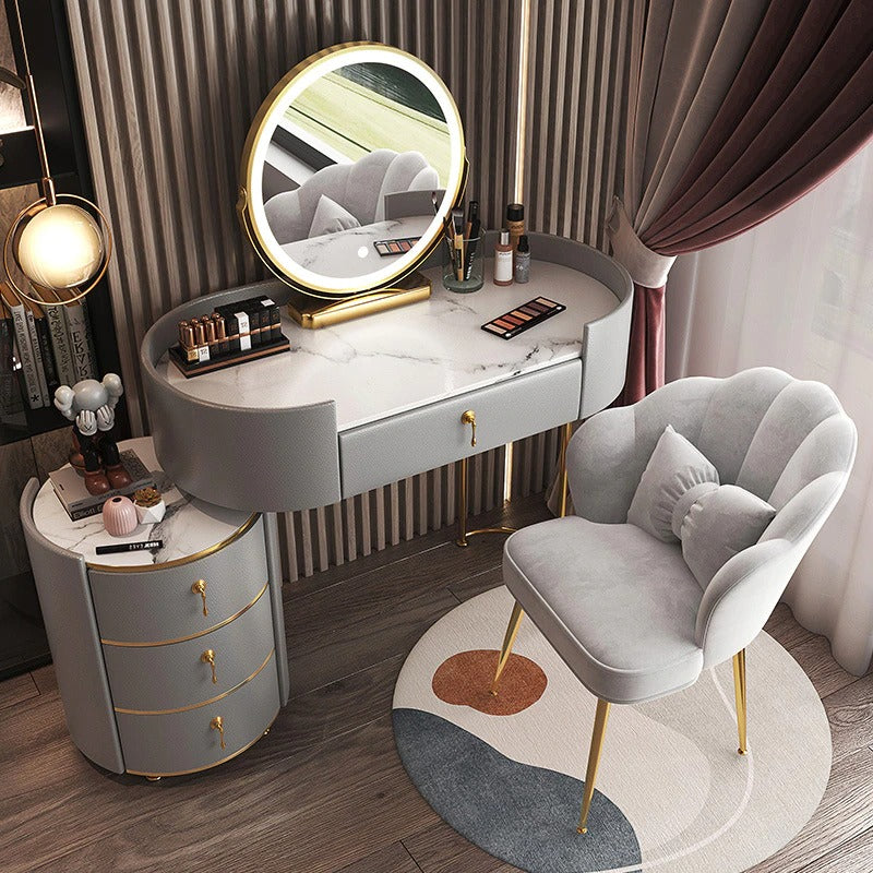 marble luxury dresser Luxurious Modern Marble-Top Dresser With Stool