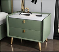 Set Of 2 Leather Finish Wooden Night Stand / Lixra