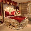 Classical Design Extravagant Button Tufted Leather Round Bed / Lixra