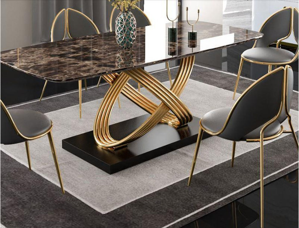 Splendid Look Modern Designed Luxurious Marble Top Dining Table Set - Lixra