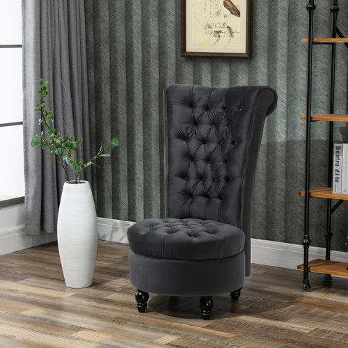 Retro Style Royal Design Button-Tufted High Back Accent Chair / Lixra