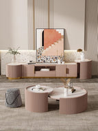 Set Of Modern Designed Marble Top TV Cabinet And Coffee Table - Lixra