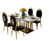 Exquisite Metallic Polished Marble Top Dining Table Set - Lixra