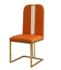 Golden Finish Rustic Built Modern Leather Dining Chairs - Lixra