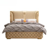 Magnificent Design Button Tufted Leather Upholstered Bed / Lixra