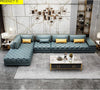 Modern Enduring Button Tufted Leather Sectional Sofa / Lixra