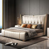 Contemporary Spacious Gold Plated Leather Bed / Lixra