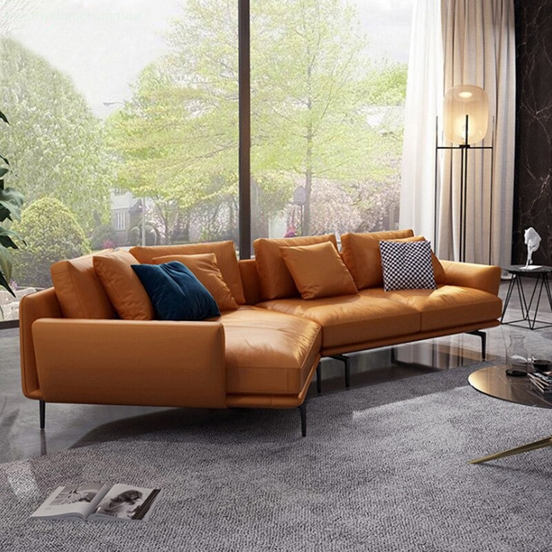 Italian Style Modern Luxurious Leather Sectional Sofa / Lixra