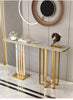 Rectangular Marble Top Console Table With Golden Metallic Legs / Lixra