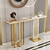 Rectangular Marble Top Console Table With Golden Metallic Legs / Lixra