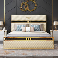 Italian Light Luxurious Leather Upholstered Bed / Lixra