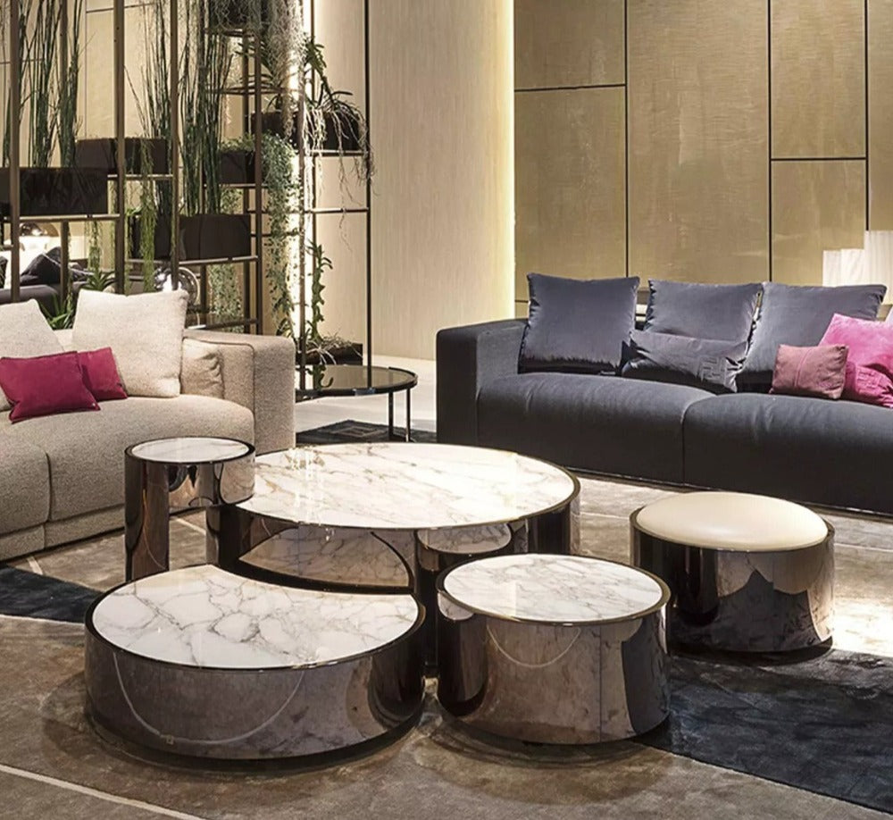 Contemporary Design Impressive Marble-Top Coffee Table / Lixra