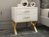 Golden Finish Wooden Glossy Tabletop Storage Saving Night Stand - Lixra