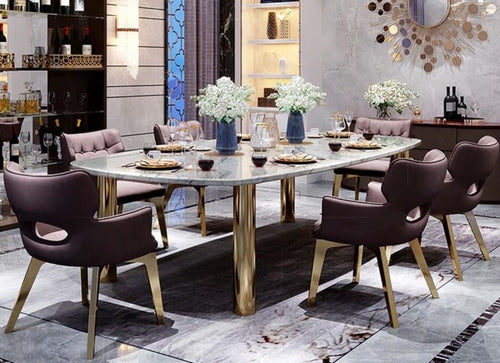 Restaurant Style Newly Designed Luxurious Marble Top Dining Table Set - Lixra