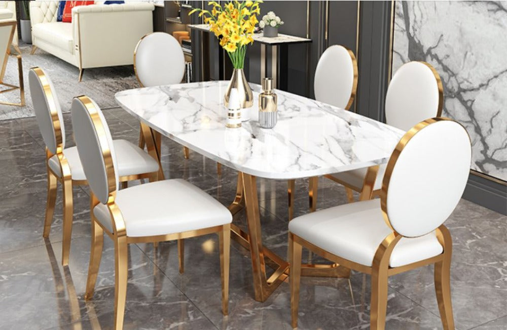 Ultimate Comfort Home Desire Marble Top Dining Table Set - Lixra