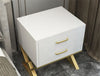 Golden Finish Wooden Glossy Tabletop Storage Saving Night Stand - Lixra