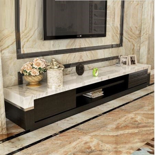 Multipurpose Storage Expert Concrete Construct Marble Top TV Stand - Lixra