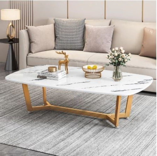 Modern Look Fine Finish Glossy Tabletop Marble Coffee Table - Lixra