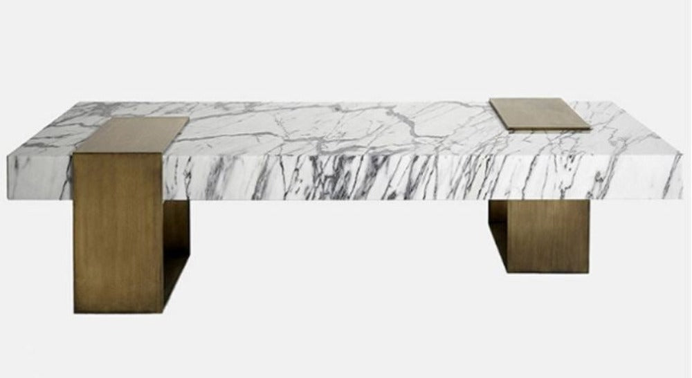Light Luxury Creative Designed Marble Effect Wooden Top Coffee Table / Lixra