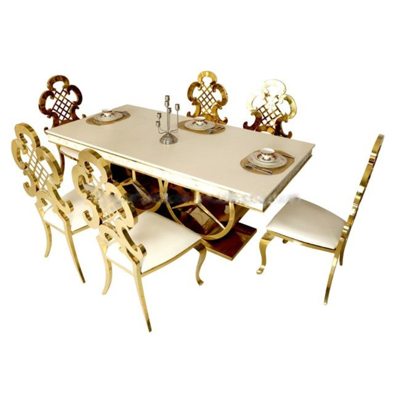 Ravishing Marble-Top Lavish Modern Dining Table Set/Lixra