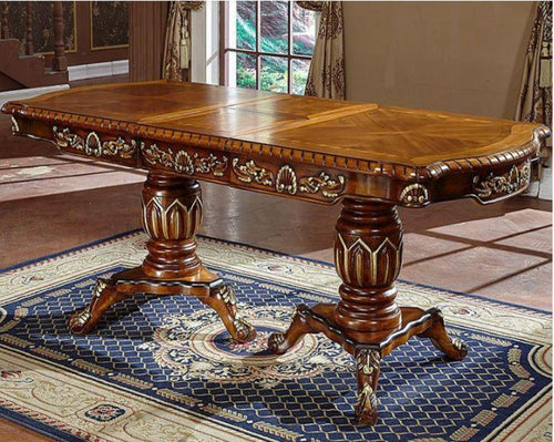 Vintage Style Fine Finish Rectangular Shaped Wooden Dining Table - Lixra