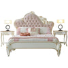 Beautifully Crafted Wooden Bed With Fabric Upholstery / Lixra