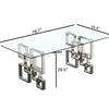 Luxurious Tempered Glass Dining Table With Chrome Metal Legs / Lixra