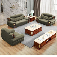 European Wooden Liville Style Leather Sofa Set / Lixra