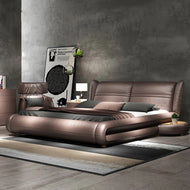 Luxurious Modern Solid Wooden Leather Bed / Lixra