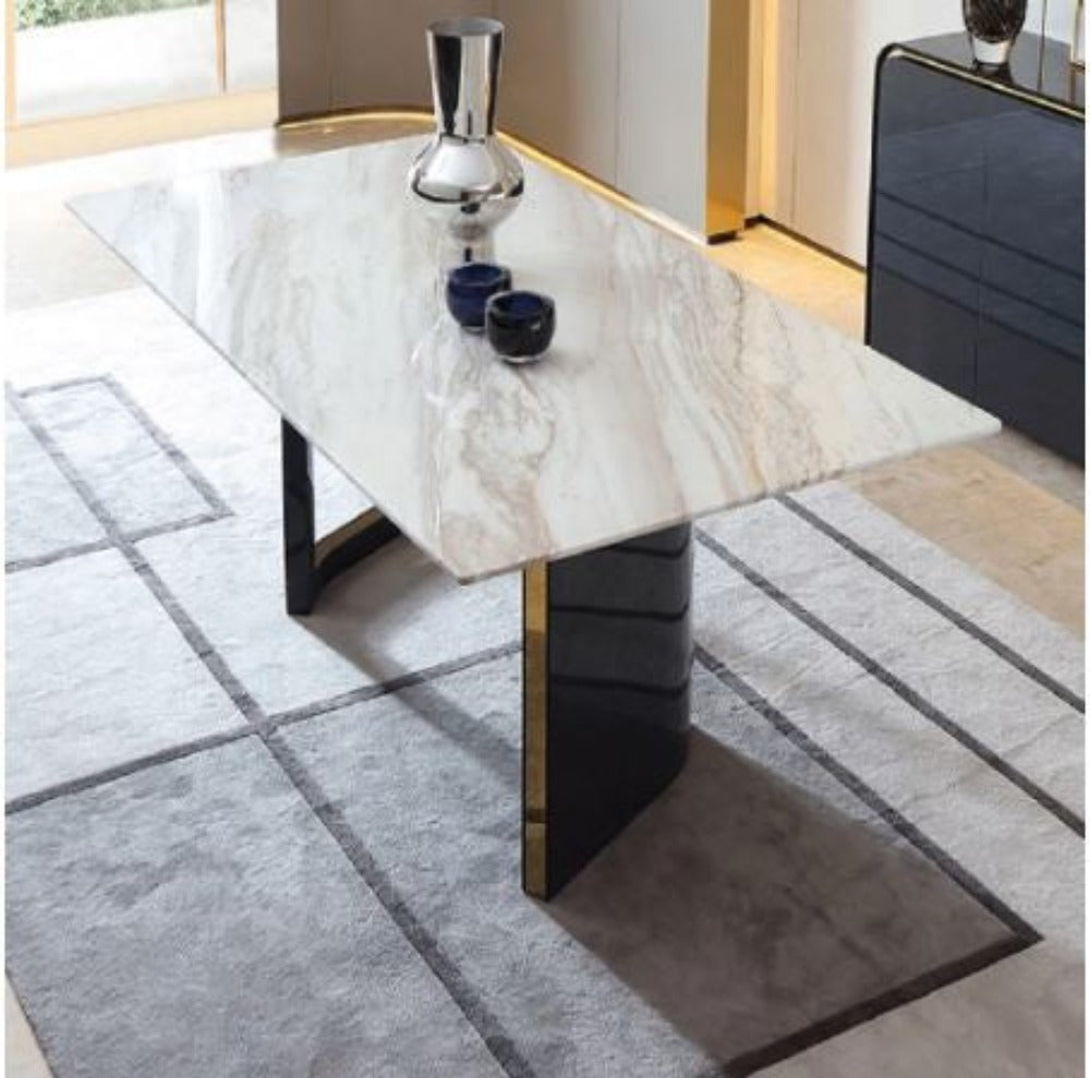 Light Luxury Rectangular Shaped Marble Top Dining Table - Lixra